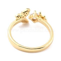 Brass Micro Pave Cubic Zirconia Cuff Rings&nbsp;RJEW-F116-20G
