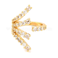 Brass Micro Pave Clear Cubic Zirconia Open Cuff Rings&nbsp;RJEW-U009-08G-02