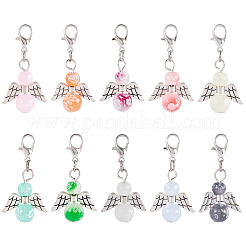 20Pcs 10 Colors Alloy & Glass Pendant Decorations&nbsp;PALLOY-TAC0211