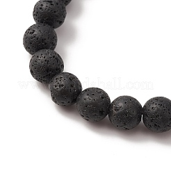 Natural Lava Rock & Pearl Beaded Stretch Bracelets&nbsp;BJEW-JB09446