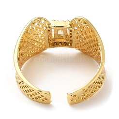 Rack Plating Brass Hollow Wide Band Cuff Rings&nbsp;RJEW-D008-15G