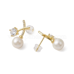 Natural Pearl Ear Studs&nbsp;EJEW-P286-45G