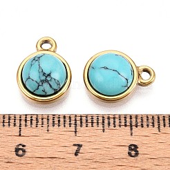 Synthetic Turquoise Half Round Charms&nbsp;STAS-N109-213B-G