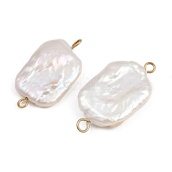 Natural Freshwater Pearl Keshi Pearl Rectangle Connector Charms&nbsp;STAS-D378-17G