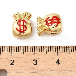 Rack Plating Real 18K Gold Plated Brass Enamel Beads&nbsp;KK-Q795-04G