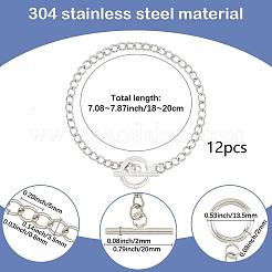 12Pcs 304 Stainless Steel Twisted Curb Chains Bracelets&nbsp;BJEW-SC0001-61P