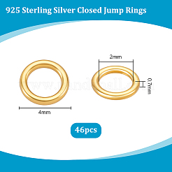 46Pcs 925 Sterling Silver Soldered Closed Jump Rings&nbsp;STER-PH0004-24