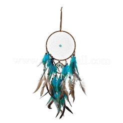 Iron Woven Web/Net with Feather Pendant Decorations&nbsp;AJEW-B017-07