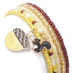 5Pcs 5 Style Glass Seed Beaded Stretch Bracelets Set&nbsp;BJEW-JB09395