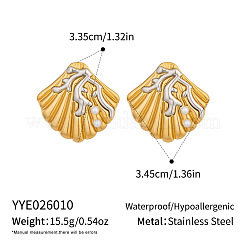 Two Tone 304 Stainless Steel Shell Pearl Stud Earrings for Women&nbsp;IE0729