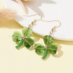 Glass Beaded Clover Dangle Earrings&nbsp;EJEW-TA00251