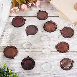 DIY Flat Round Wooden Tray Pendant Making Kits&nbsp;DIY-TA0012-32