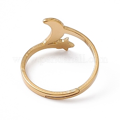 Ion Plating(IP) 201 Stainless Steel Moon & Star Adjustable Ring for Women&nbsp;RJEW-K238-08G