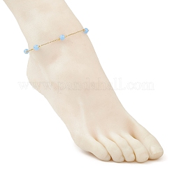 Dyed Round Natural Malaysia Jade & 304 Stainless Steel Cable Chain Ankelets&nbsp;AJEW-AN00701-03
