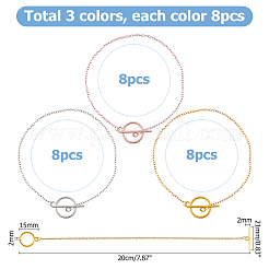 24Pcs 3 Colors 304 Stainless Steel Cable Chains Bracelets for Women&nbsp;BJEW-HS00008