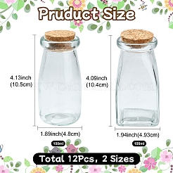 12Pcs 2 Styles Glass Bottle&nbsp;CON-YW0001-63
