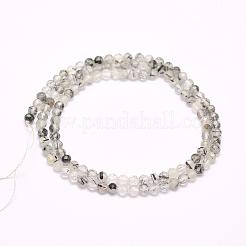 Natural Black Rutilated Quartz Beads Strands&nbsp;G-F509-34-3mm