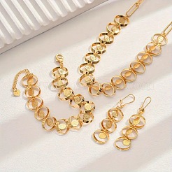 Alloy Oval Link Chain Necklaces & Bracelets & Hoop Earrings Sets&nbsp;FS-WG0574A-01