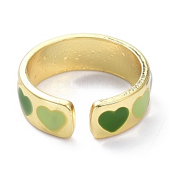 Heart Pattern Alloy Enamel Cuff Rings&nbsp;RJEW-Z008-16LG-E