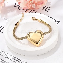 304 Stainless Steel Heart Links Bracelets&nbsp;BJEW-C089-12G