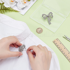 2Pcs Bowknot Shape Alloy Glass Brooches for Backpack Clothes&nbsp;JEWB-PH0001-42