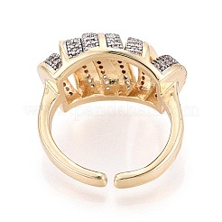 Brass Micro Pave Clear Cubic Zirconia Open Cuff Rings&nbsp;KK-T079-62G