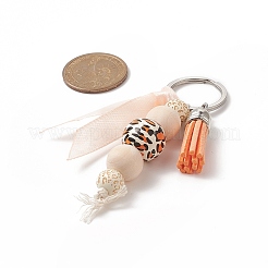 Cube & Round & Octagon Wooden Beaded Pendant Keychain&nbsp;KEYC-JKC00462