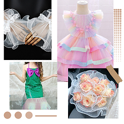 Polyester Gradient Pleated Lotus Leaf Lace Fabric&nbsp;DIY-WH0502-24A