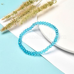 Faceted Glass Rondelle Beads Stretch Bracelet for Kid&nbsp;BJEW-JB06807-08