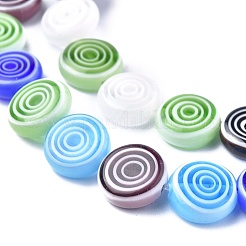 Flat Round Handmade Millefiori Glass Beads&nbsp;LK-R004-49