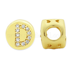 Brass Micro Pave Clear Cubic Zirconia Beads&nbsp;KK-T030-LA843-DX3