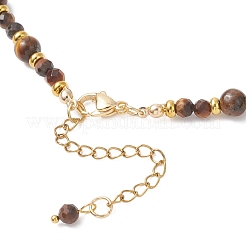 Tree of Life 304 Stainless Steel Pendant Natural Tiger Eye Round Beaded Necklaces&nbsp;NJEW-JN05712