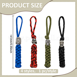 4Pcs Polyester & Spandex Cord Ropes Keychain Carabiner&nbsp;HJEW-UN00082