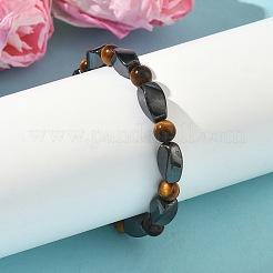 Round Natural Tiger Eye Stretch Bracelets&nbsp;X-BJEW-G072-14