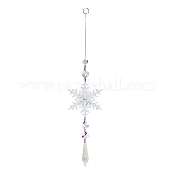 AB Color Glass Snowflake Pendant Decorations&nbsp;AJEW-Q144-02P-03