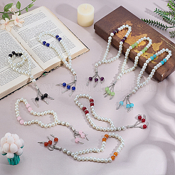 8Pcs 8 Colors Imitation Pearl & Alloy Charm Bracelets&nbsp;BJEW-PH0004-67