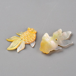 Left and Right Natural Yellow Shell Beads&nbsp;SSHEL-Q311-001