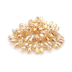 Faceted Teardrop Pearl Luster Plated Electroplate Glass Beads Strands&nbsp;GLAA-A023A-PL01