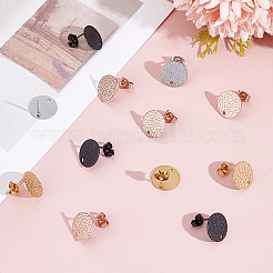 48Pcs 4 Colors Ion Plating(IP) 304 Stainless Steel Ear Stud Findings&nbsp;STAS-ME0001-35