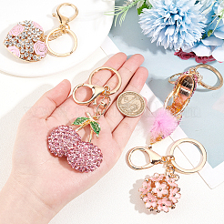 4Pcs 4 Colors Alloy Rhinestone Pendant Keychain&nbsp;KEYC-GA0001-29