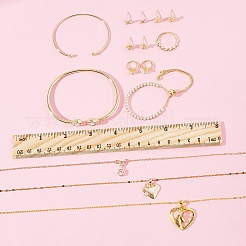 Brass Micro Pave Clear Cubic Zirconia Finger Rings & Earrings & Necklaces & Bangle&nbsp;SJEW-FS0001-03