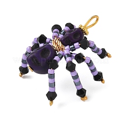 Halloween Theme Dyed Synthetic Turquoise & Glass Seed Beads Pendants&nbsp;PALLOY-MZ00774-06