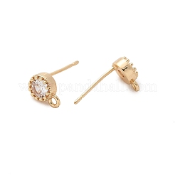 Brass Clear Cubic Zirconia Stud Earrings Finding for Women&nbsp;KK-A244-10A-G