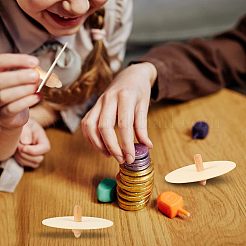 Wooden Spinning Tops&nbsp;WOOD-WH0027-66