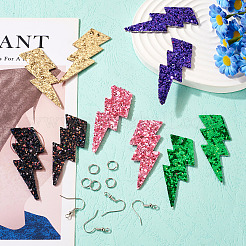 10Pcs 5 Colors Imitation Leather Lightning Bolt Dangle Earring Making Kits&nbsp;EJEW-TA0001-43