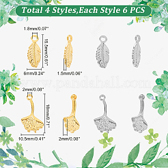 24Pcs 4 Style 304 Stainless Steel Pendants&nbsp;STAS-DC0010-14