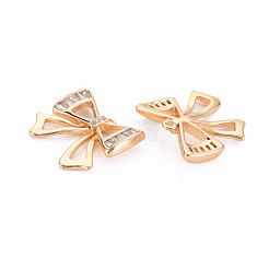 Brass Micro Pave Clear Cubic Zirconia Pendants&nbsp;KK-S364-255