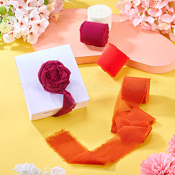 4 Rolls 4 Colors Frayed Polyester Ribbon&nbsp;OCOR-TA0002-87D