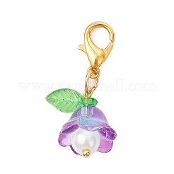 Flower Glass Pearl Pendant Decorations&nbsp;HJEW-MZ00324