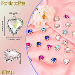 10Pcs 5 Colors Glass Rhinestone Pendants&nbsp;RGLA-YW0002-07